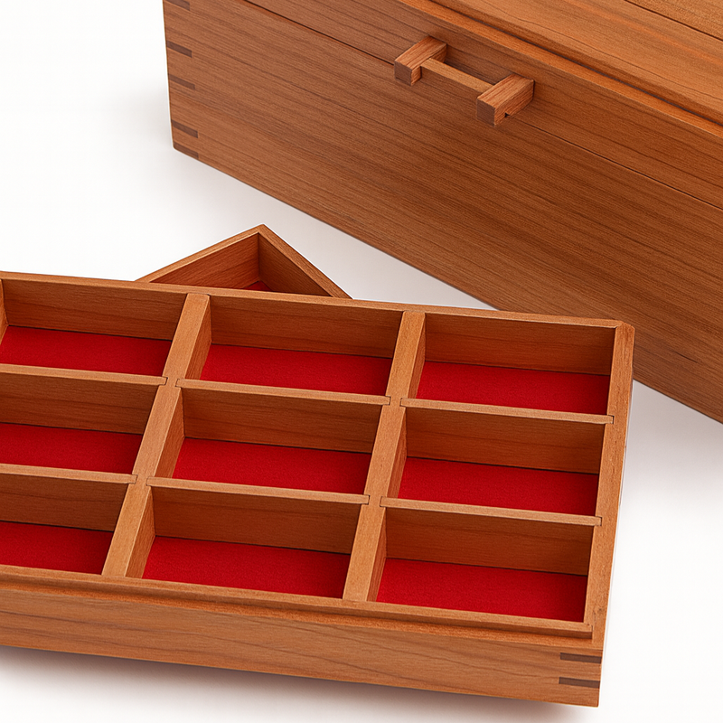 Cherry wood jewellery box