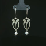 Silver Seed Leaves with Pearls Earrings