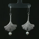 Silver Ginkgo Leaf Earrings