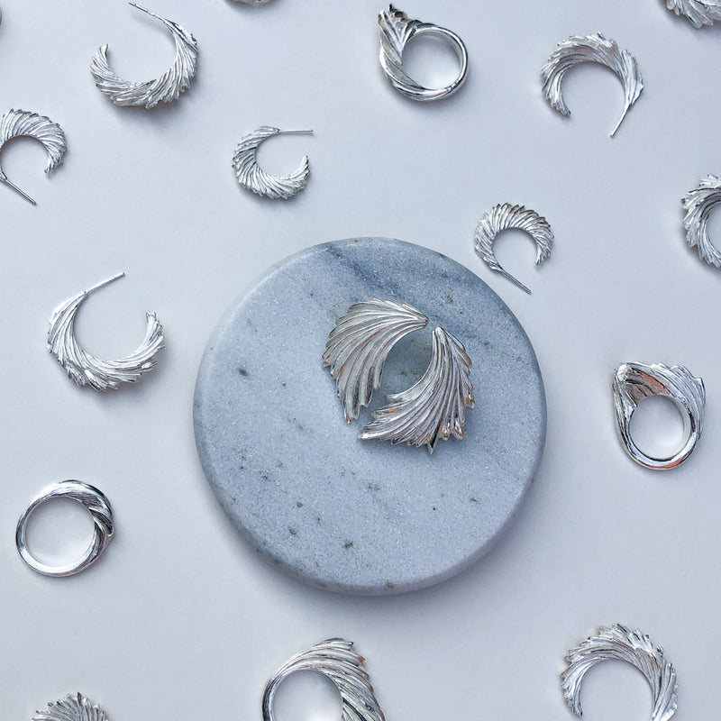 Silver Flow Stud Earrings - No. 4