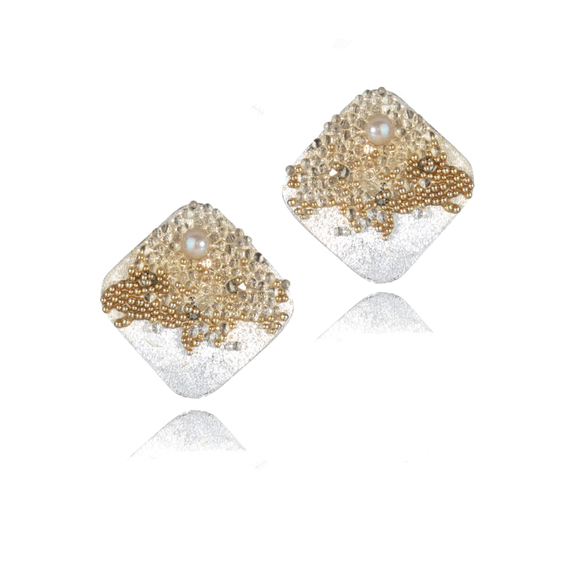 Gold & Pearls Squared Earrings