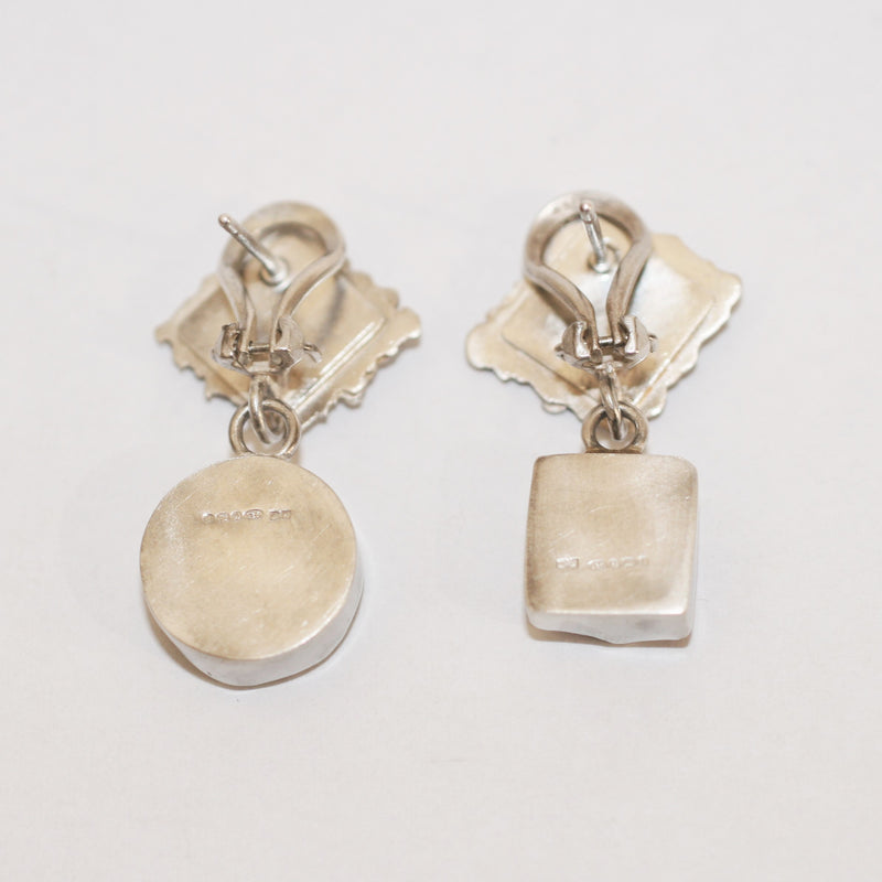 Cobalt Calcite and Garnet Earrings - No. 2