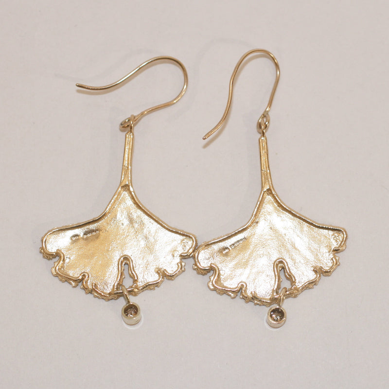 9ct Gold Ginkgo Leaf Earrings