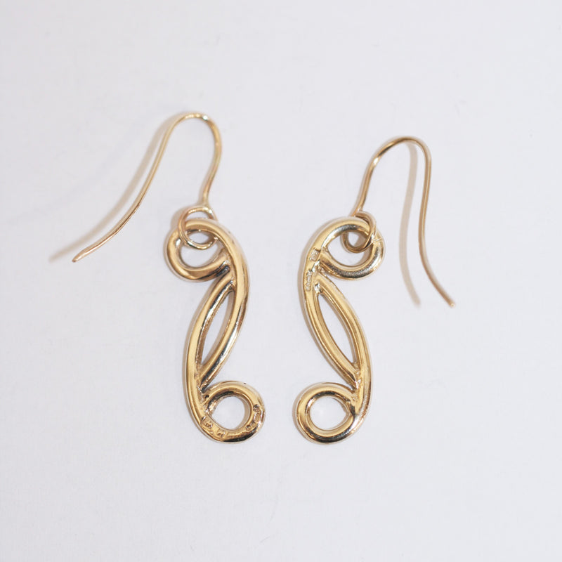 9ct Gold Scroll Earrings - No. 44