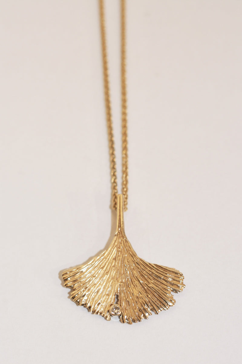 9ct Gold Ginkgo Leaf Necklace
