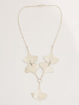 Five Silver Ginkgo Leaves Necklace