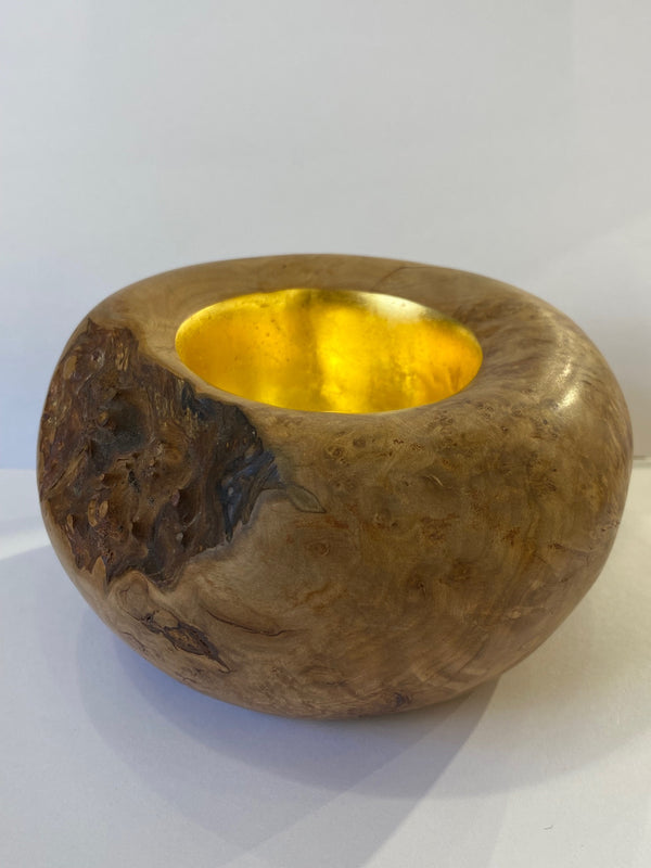 Apple Burr Bowl with 24ct Gold Leaf
