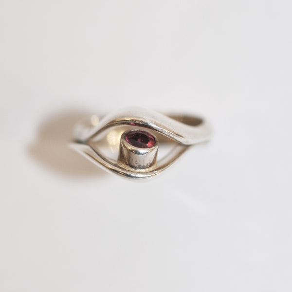 Silver Contour Ring with Pink Tourmaline
