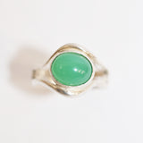 Silver Contour Ring with Chrysoprase