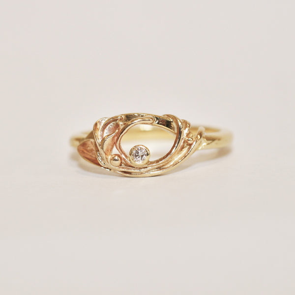9ct Gold and Diamond Flower Ring - No. 39