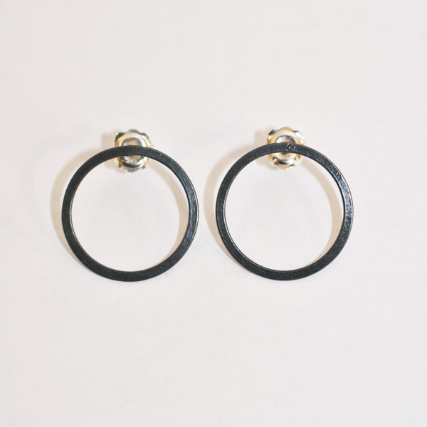 Oxidised Silver Hoop Earrings