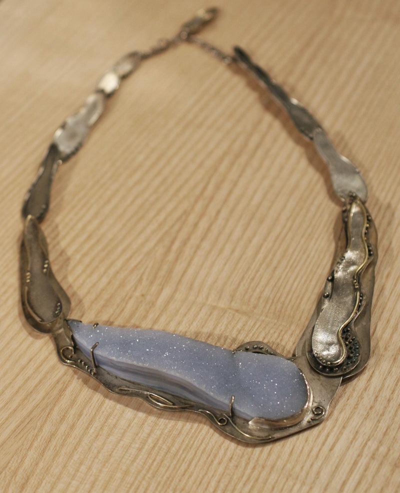 Blue Lace Agate Necklace - No. 25