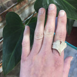 Silver Ginkgo Leaf Ring