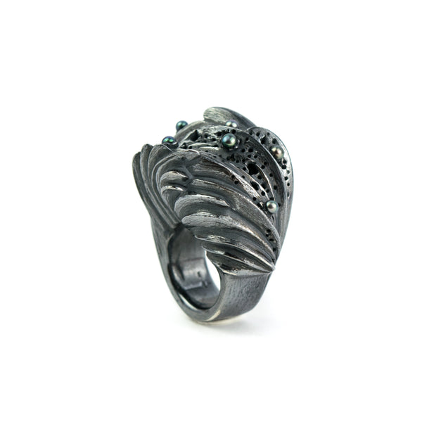 Silver Flow Pearl Ring